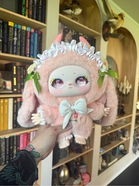 Pink Samuel garden 400% Plush Bunny Doll with Floral Bow